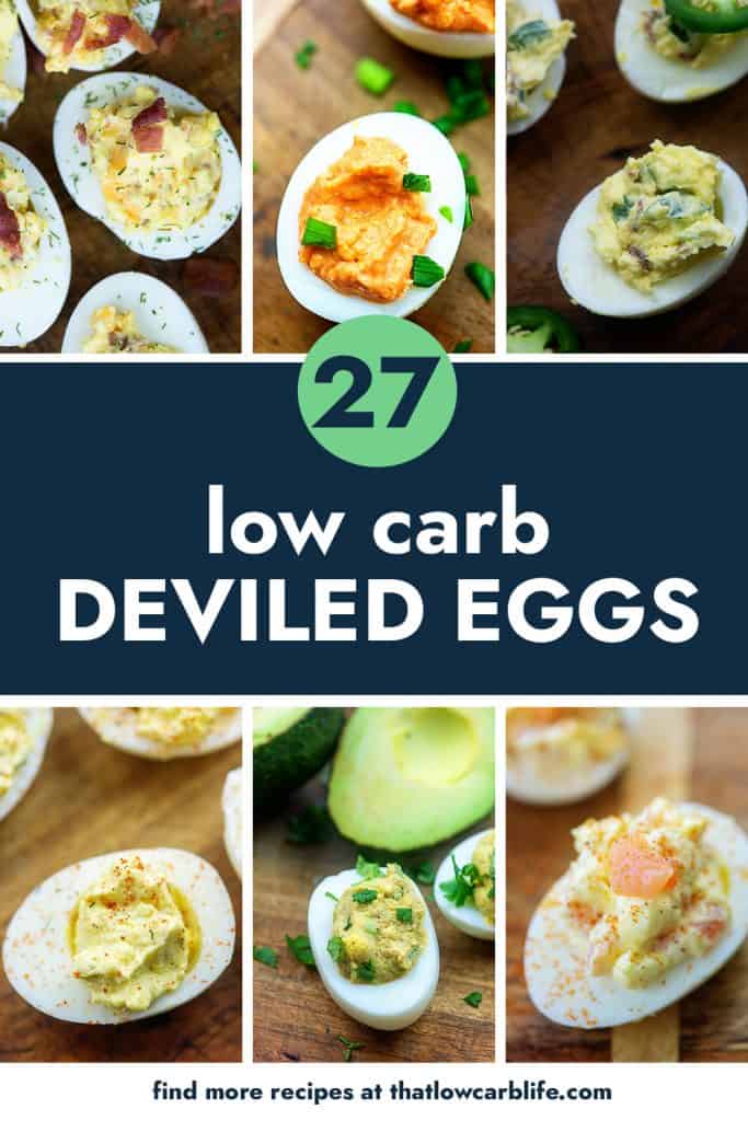 collage of keto deviled egg recipes.