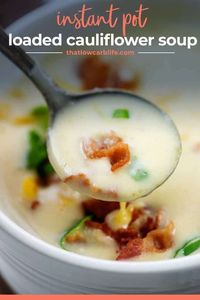 spoonful of loaded cauliflower soup