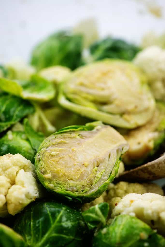 seasoned Brussel sprouts in bowl.