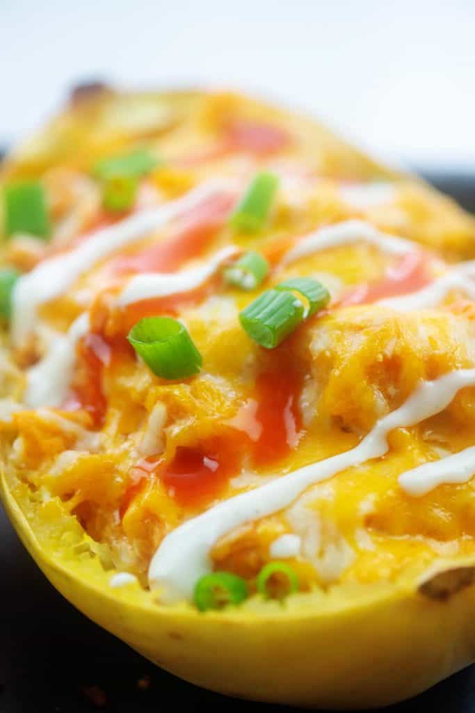 spaghetti squash boat on sheet pan.