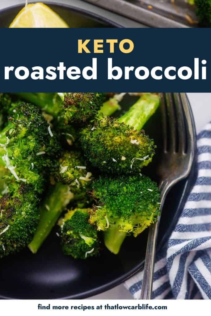 black plate topped with roasted brocoli