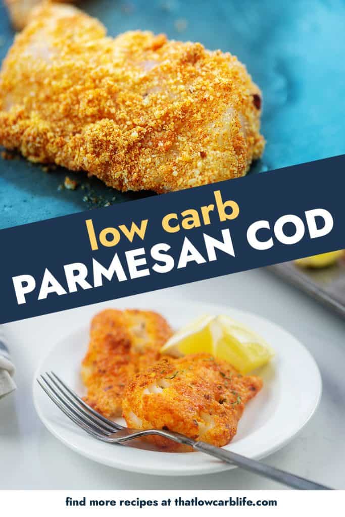 low carb cod recipe photo collage for Pinterest.