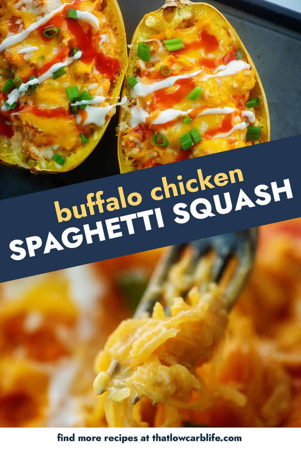 Buffalo Chicken Spaghetti Squash - That Low Carb Life
