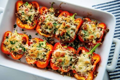 Low Carb Italian Stuffed Peppers - That Low Carb Life