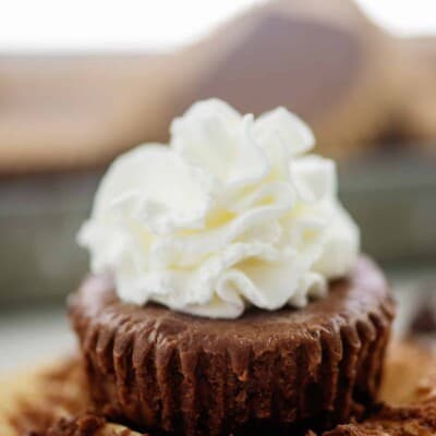 mini keto chocolate cheesecake on muffin paper.