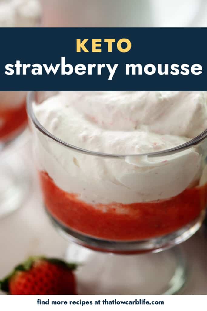 keto strawberry mousse in glass dish.