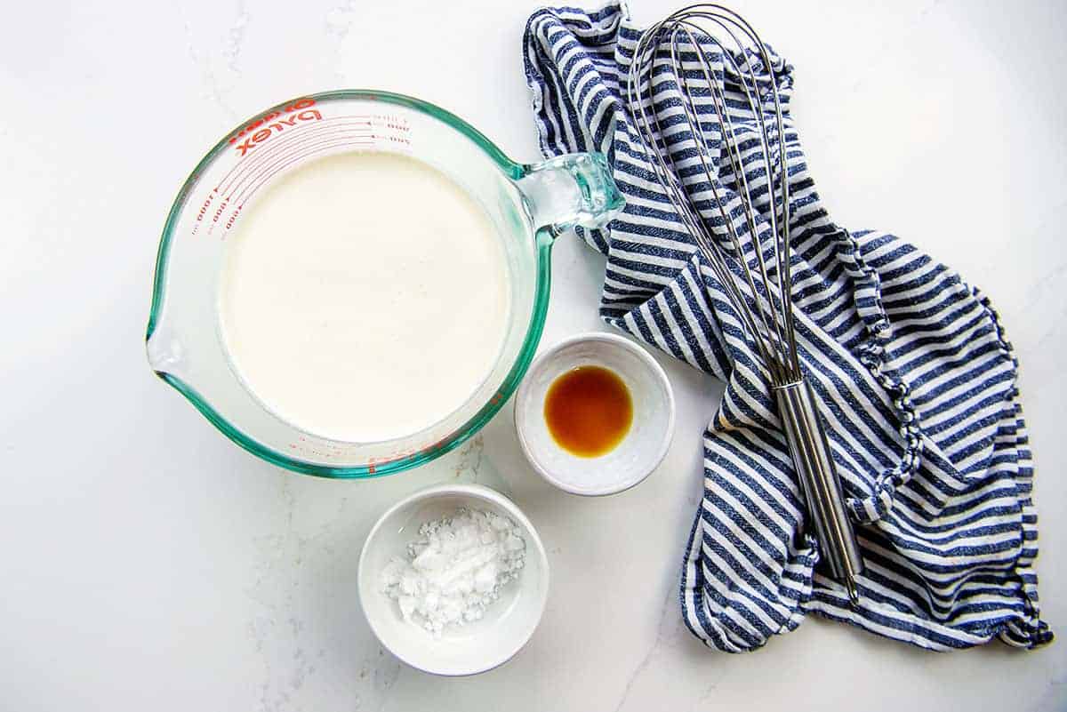 ingredients for homemade whipped cream.