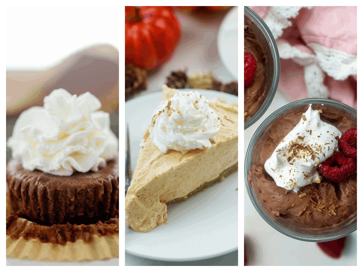 collage of recipes using whipped cream.