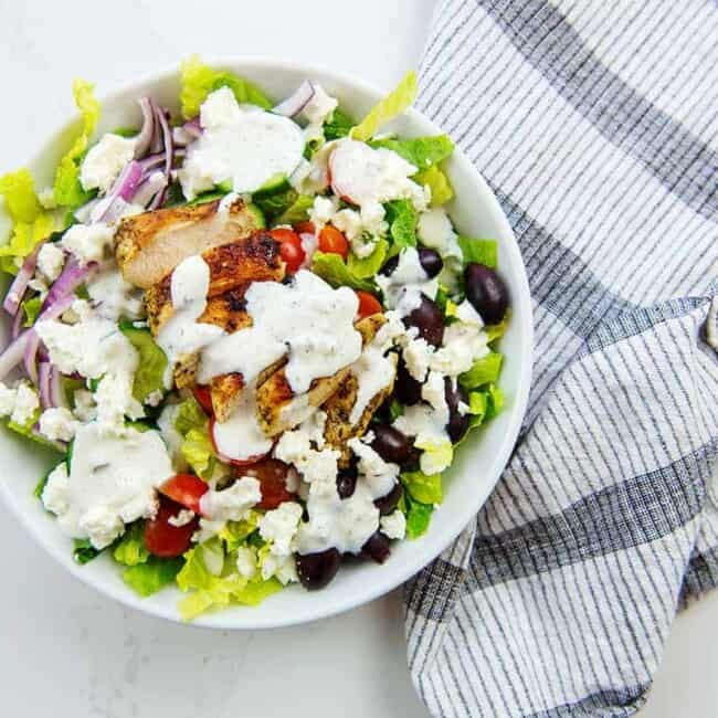 Greek Chicken Salad with Tzatziki Dressing - That Low Carb Life