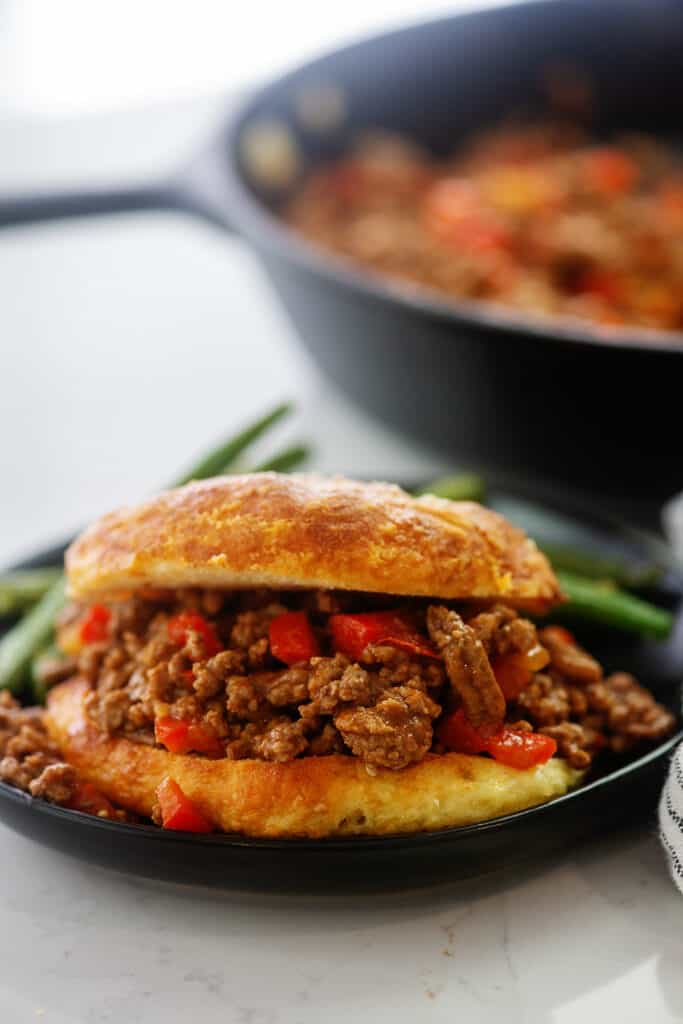 keto sloppy joes on homemade bun.