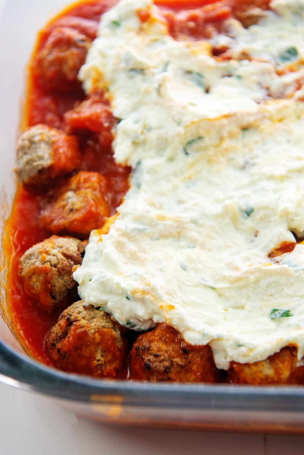 Easy Cheesy Keto Meatball Casserole Recipe | That Low Carb Life