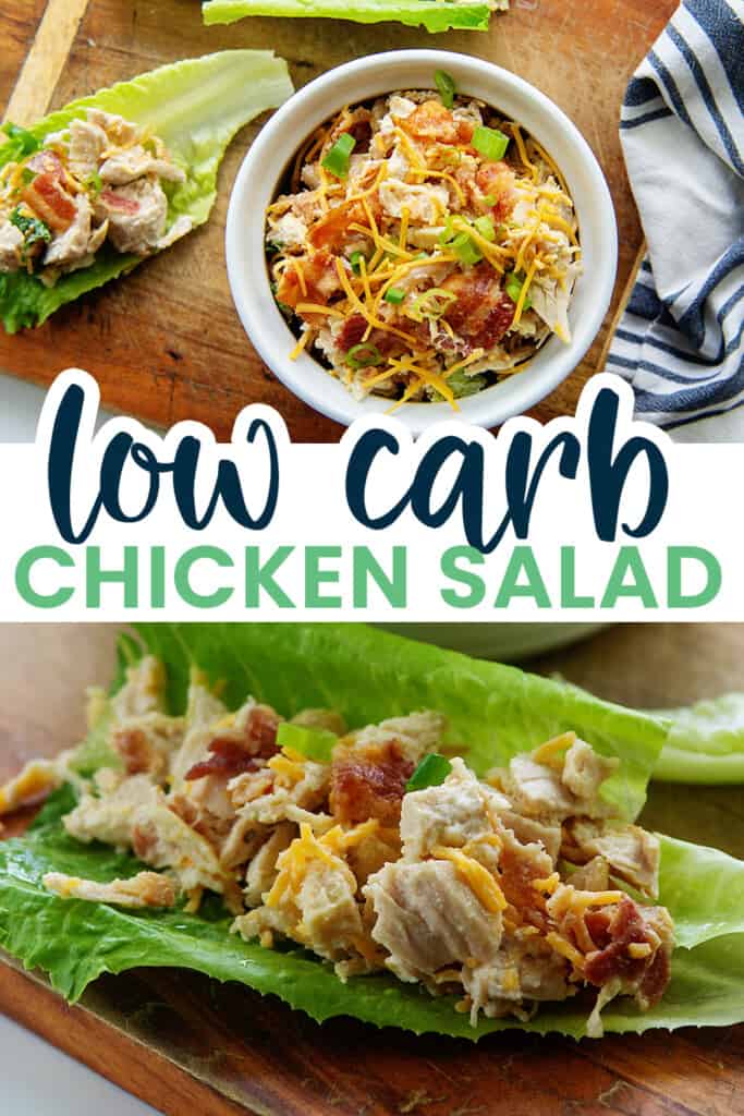 collage of low carb chicken salad images.