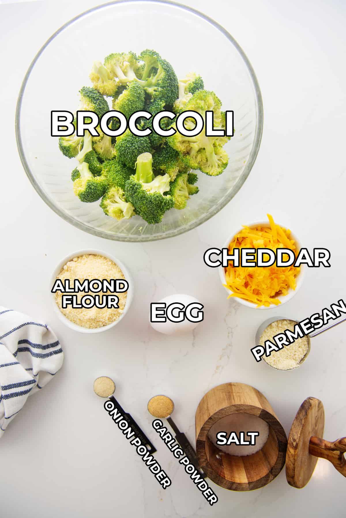 ingredients for broccoli cheese tots.