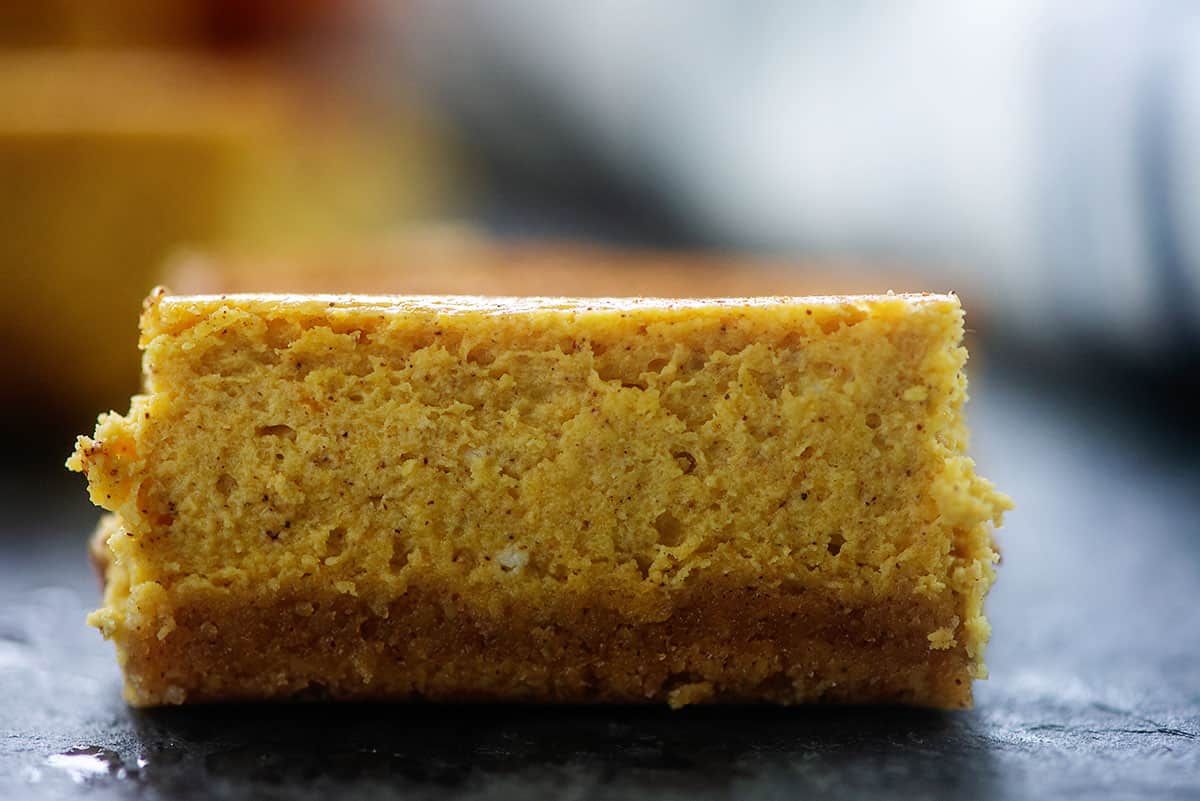 creamy pumpkin cheesecake bar.