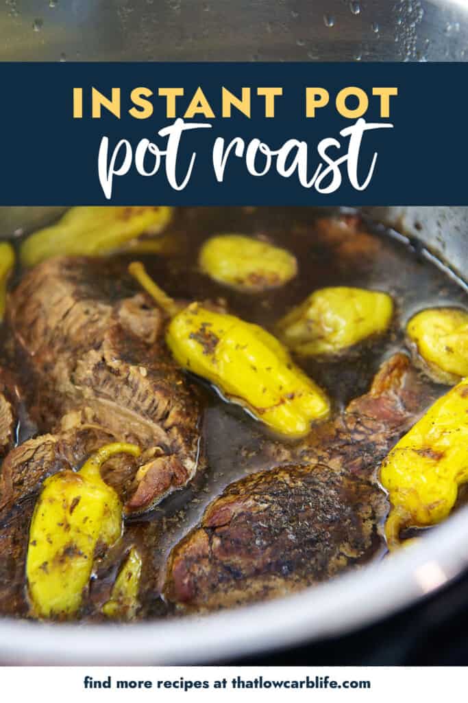 instant pot pot roast with text for Pinterest.