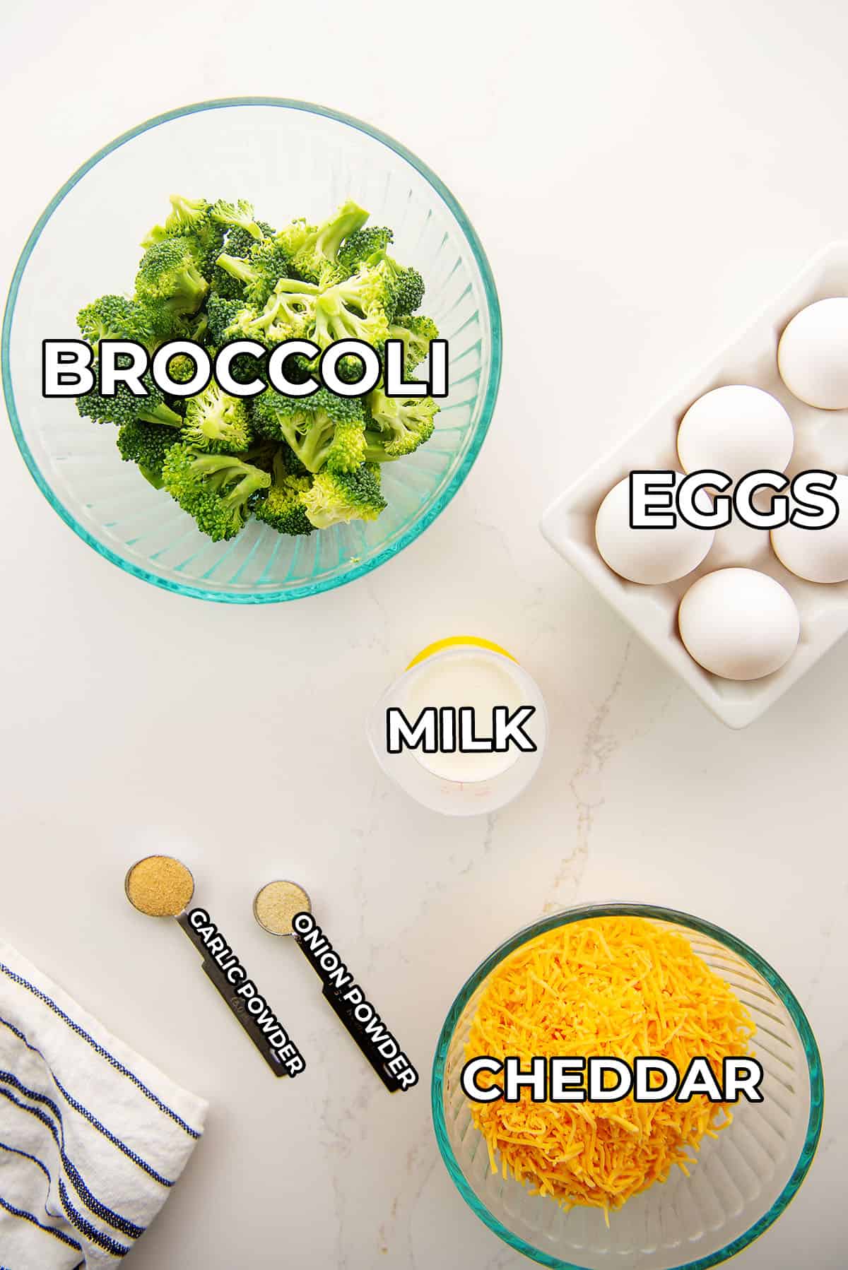 ingredients for keto broccoli quiche.