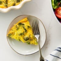 overhead view of keto quiche on plate.