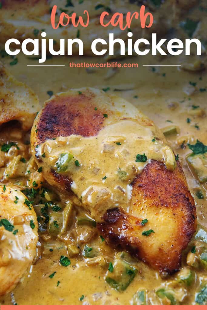 one skillet Cajun chicken with text for Pinterest.