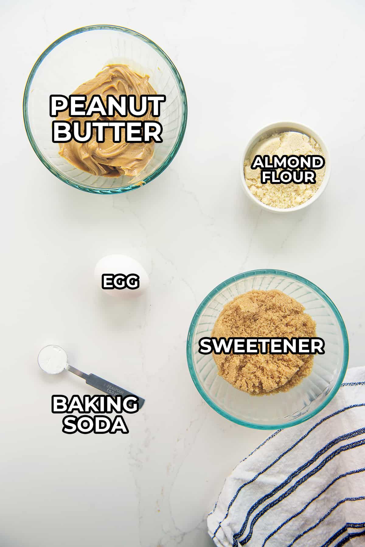 ingredients for keto peanut butter cookies.