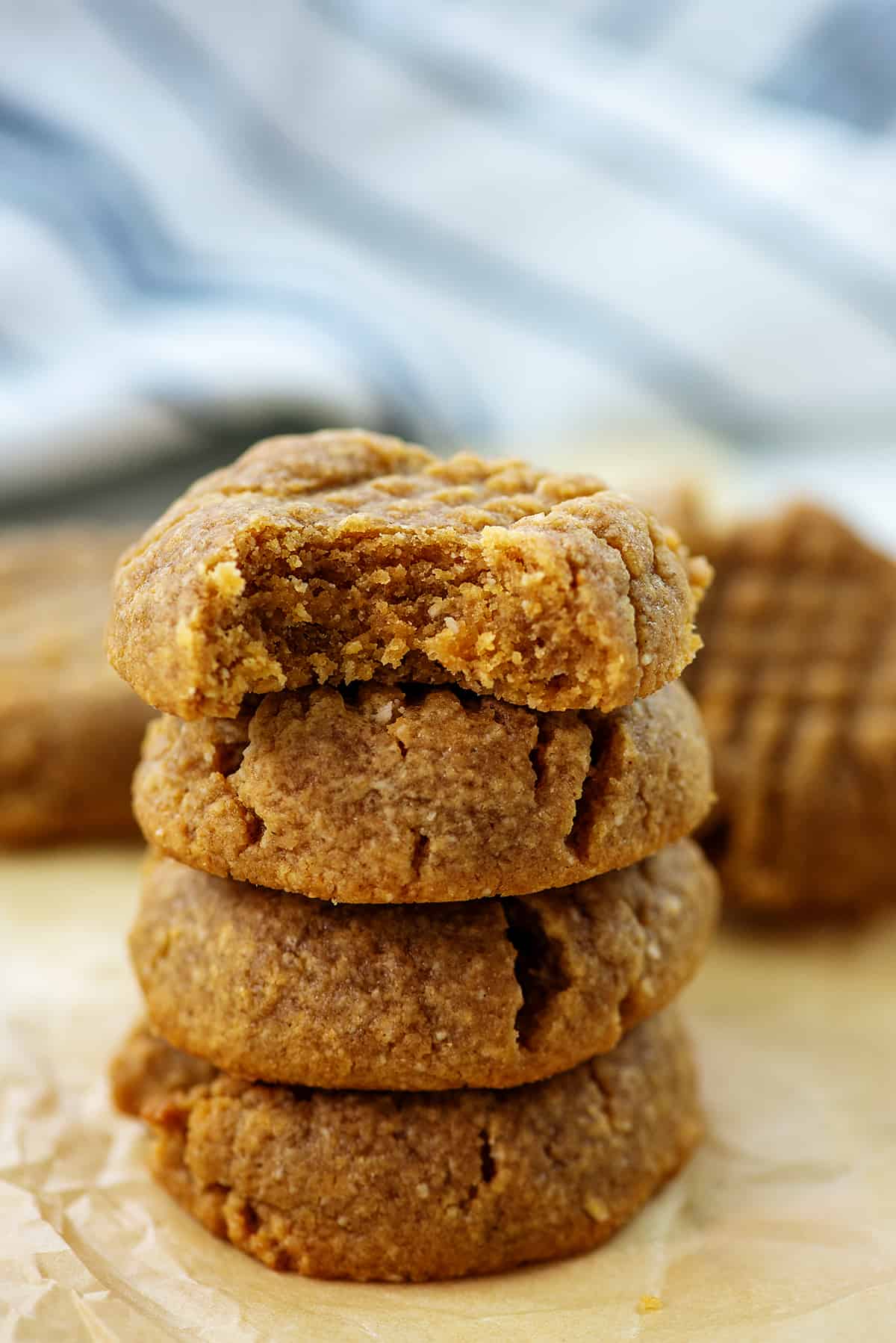 stack of gluten free peanut butter cookies.