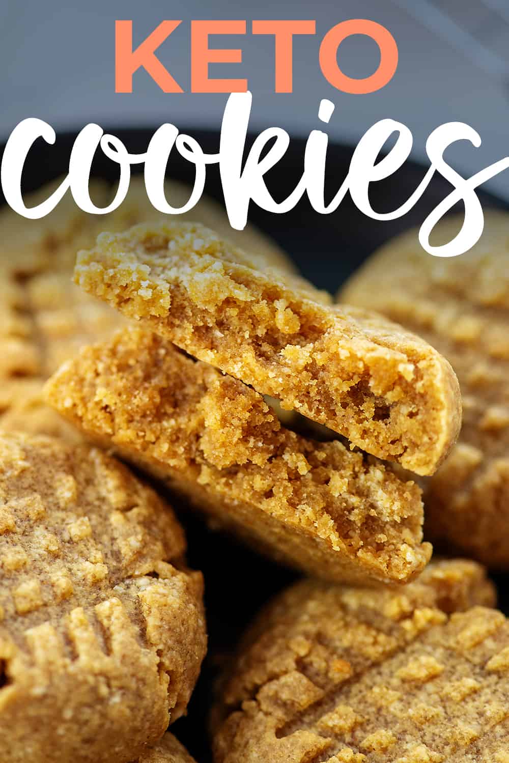 keto peanut butter cookies in a pile.