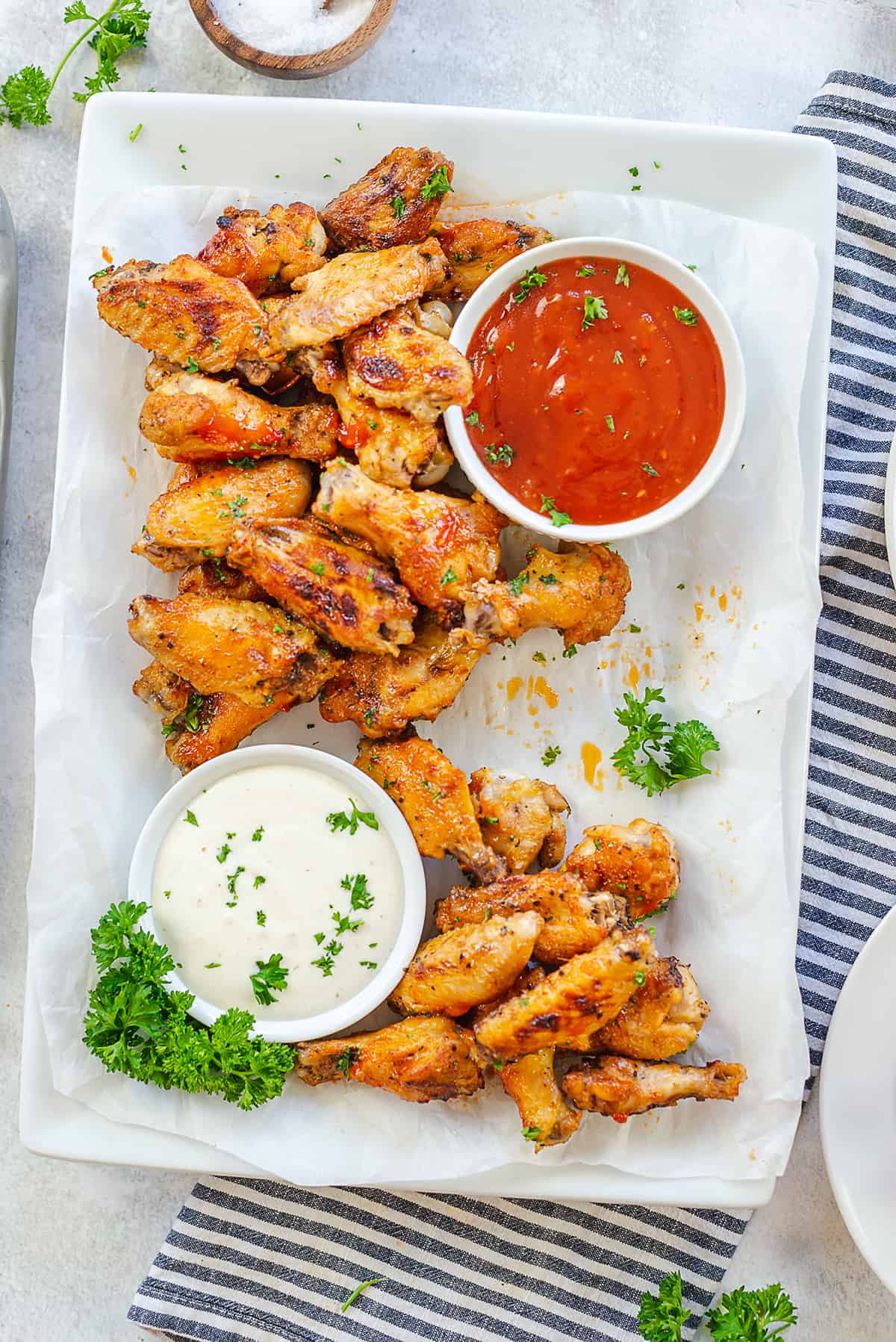 crockpot bbq wings on pan.