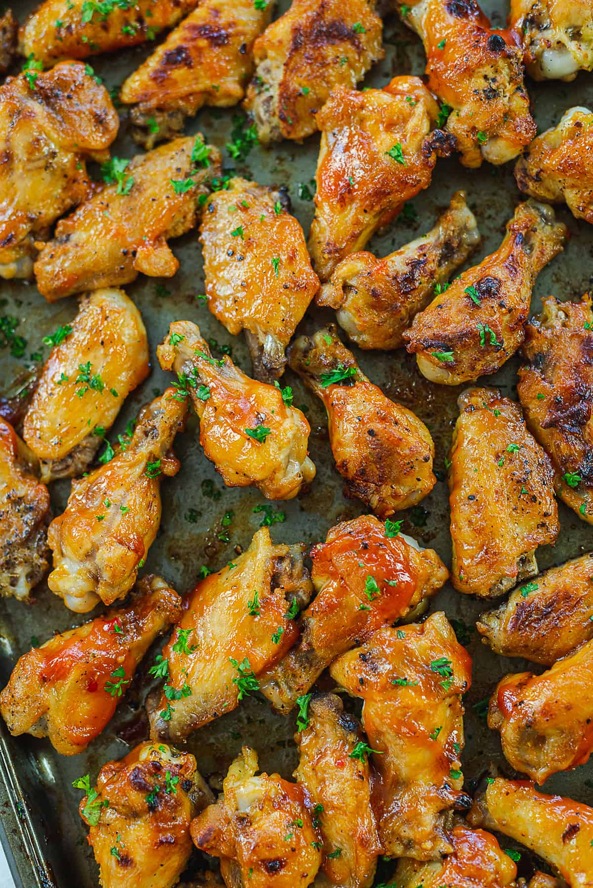 chicken wings on sheet pan.
