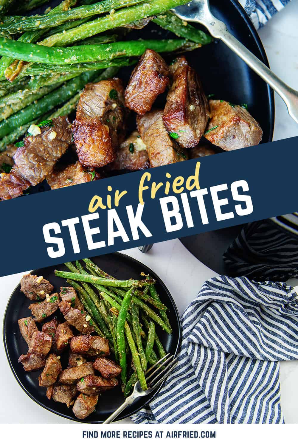steak bites image with text for Pinterest.