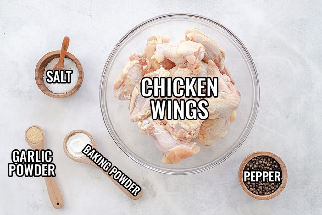 ingredients for crispy baked chicken wings.