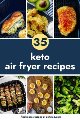 collage of keto air fryer recipe photos.