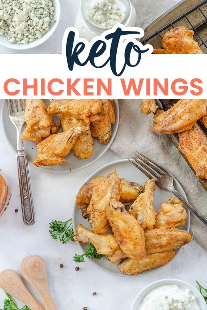 keto chicken wings with text for Pinterest.