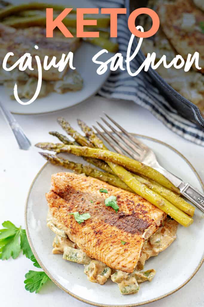 cajun salmon recipe on small plate.
