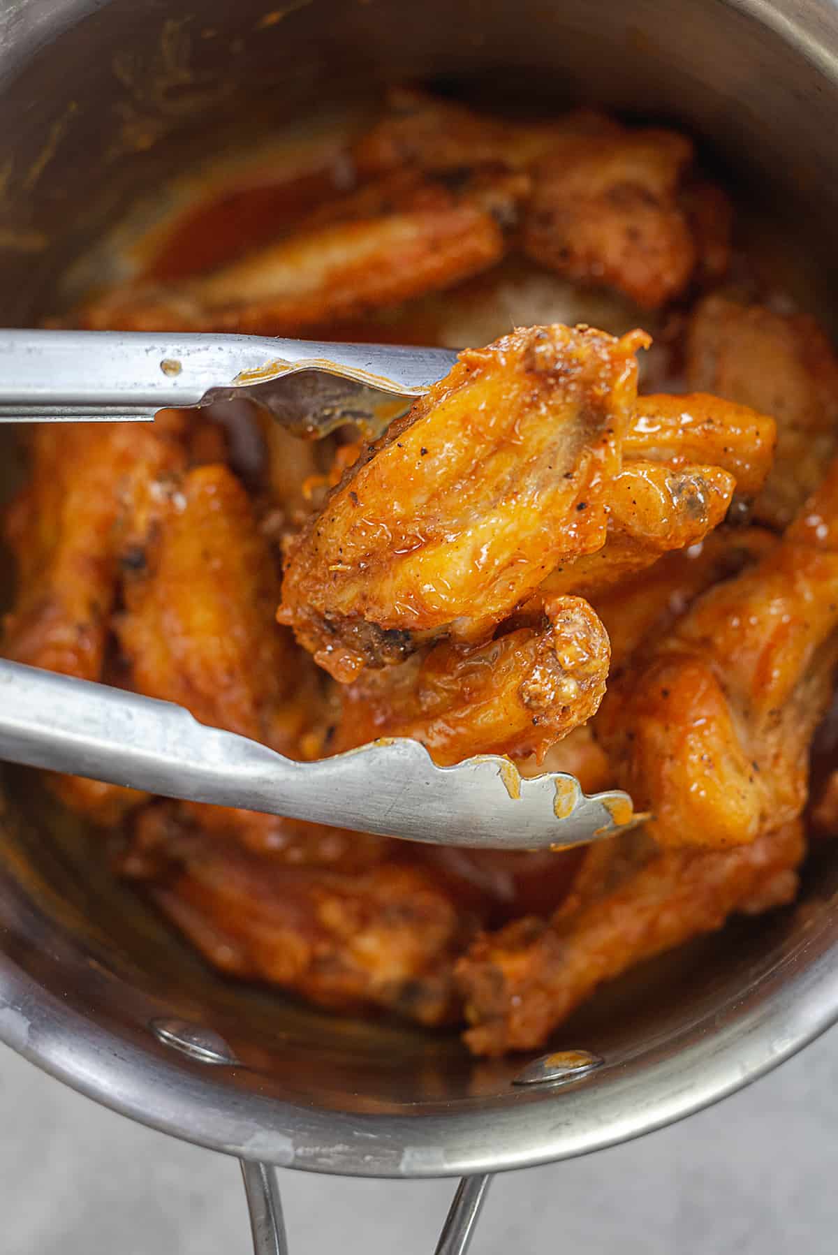 wings tossed in buffalo sauce.