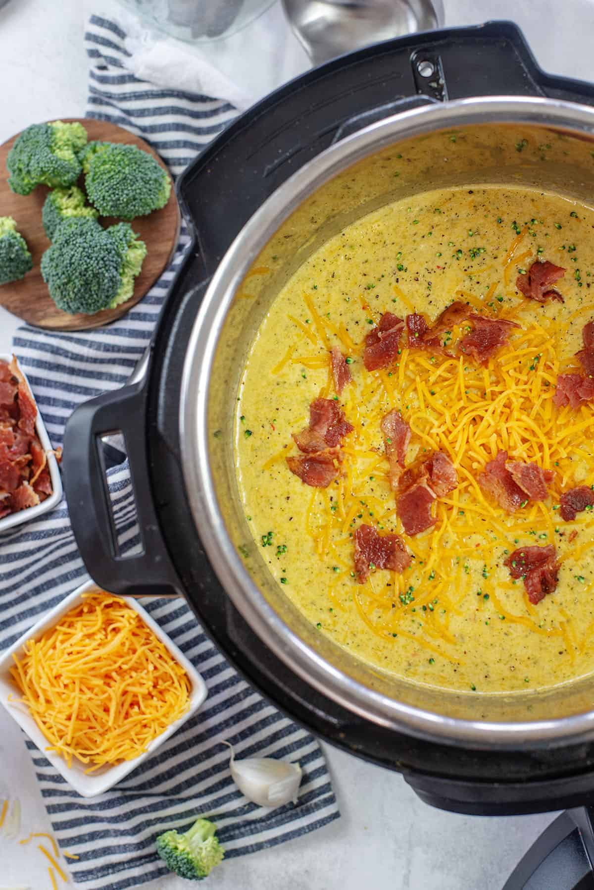 Broccoli cheese soup in Instant Pot.