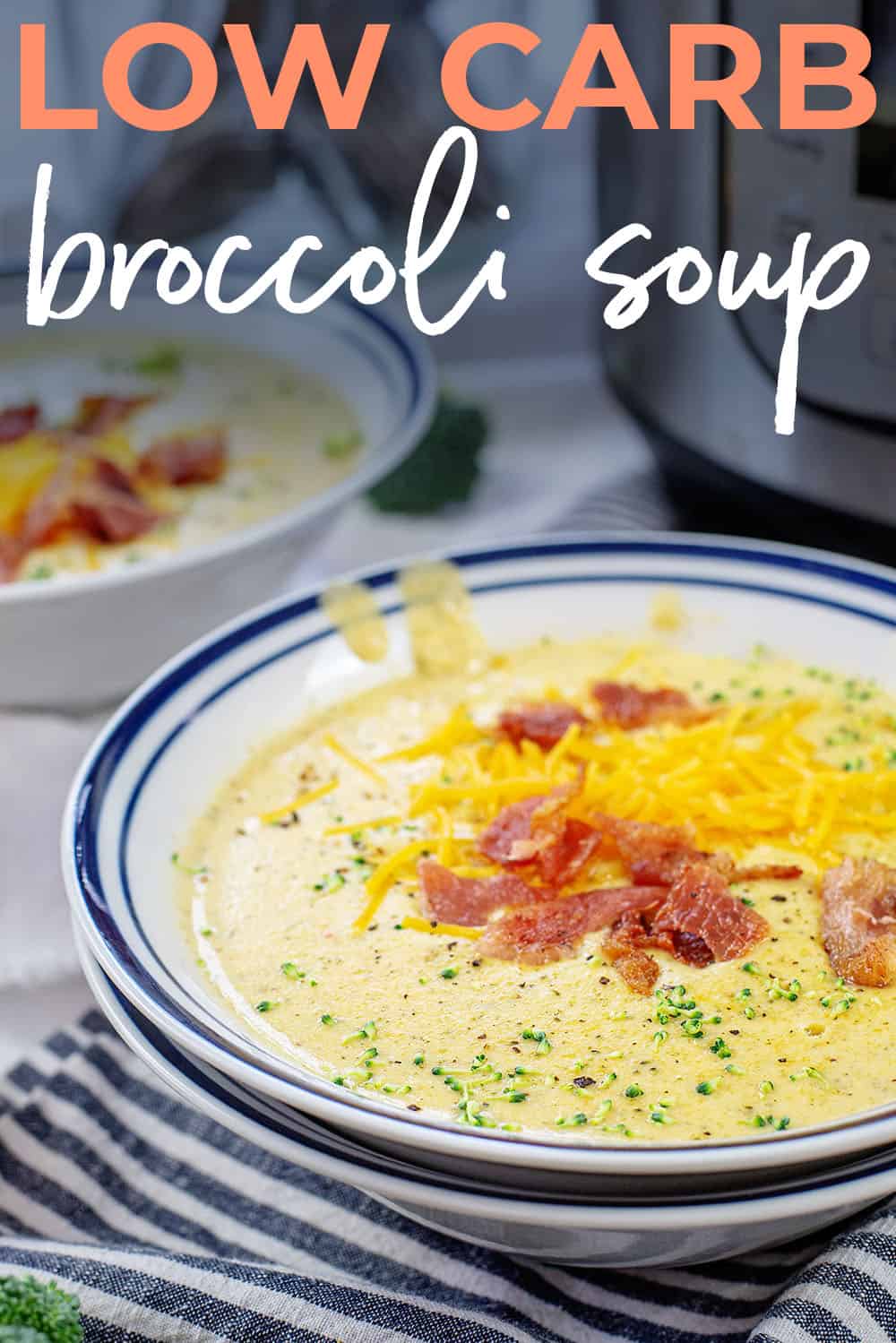 low carb broccoli soup in bowl.