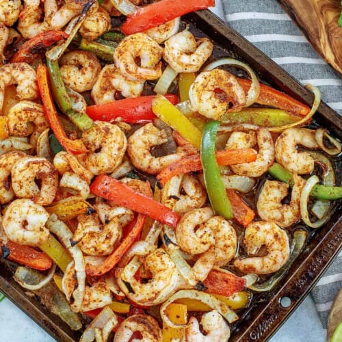 Sheet Pan Shrimp Fajitas | That Low Carb Life