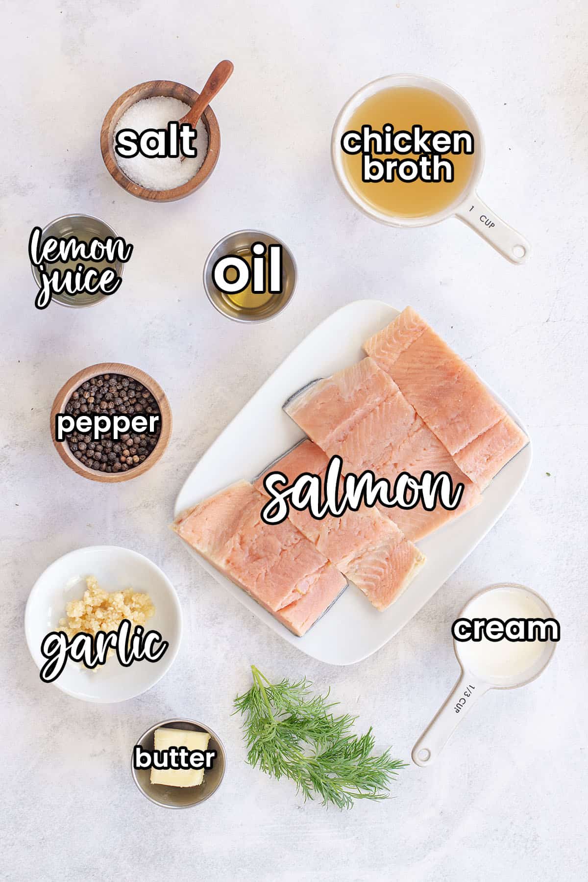 ingredients for lemon garlic salmon recipe.