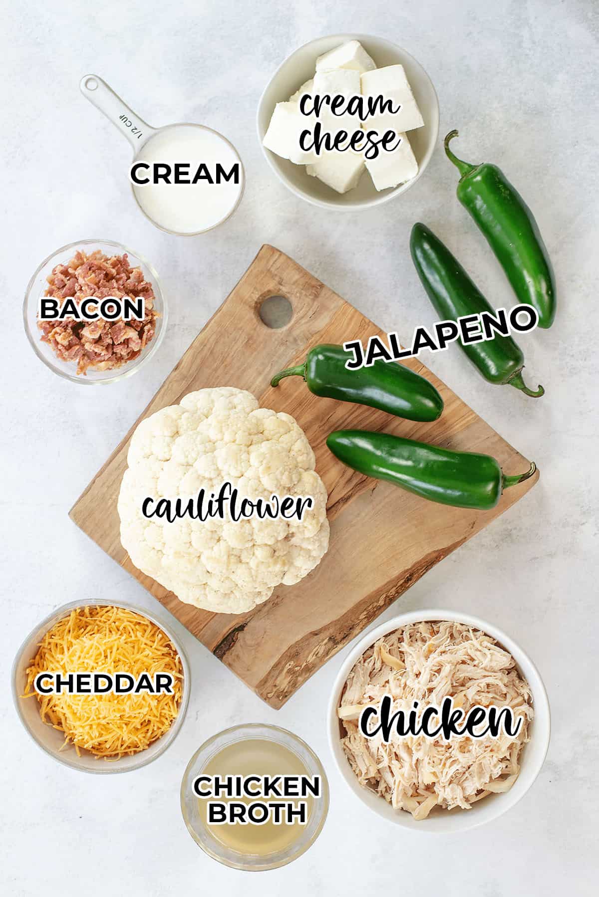 ingredients for jalapeno popper casserole.