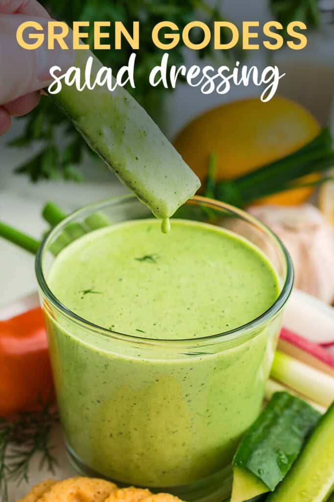 Green goddess dressing in glass dish.