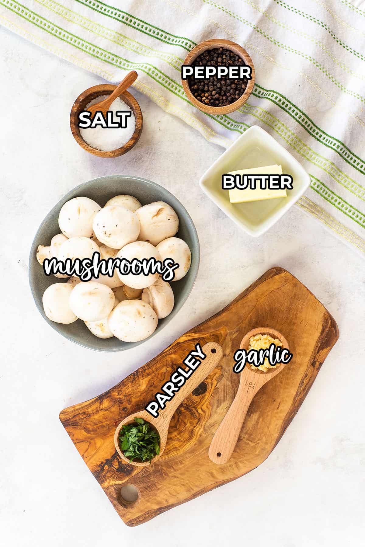 ingredients for garlic butter mushrooms.