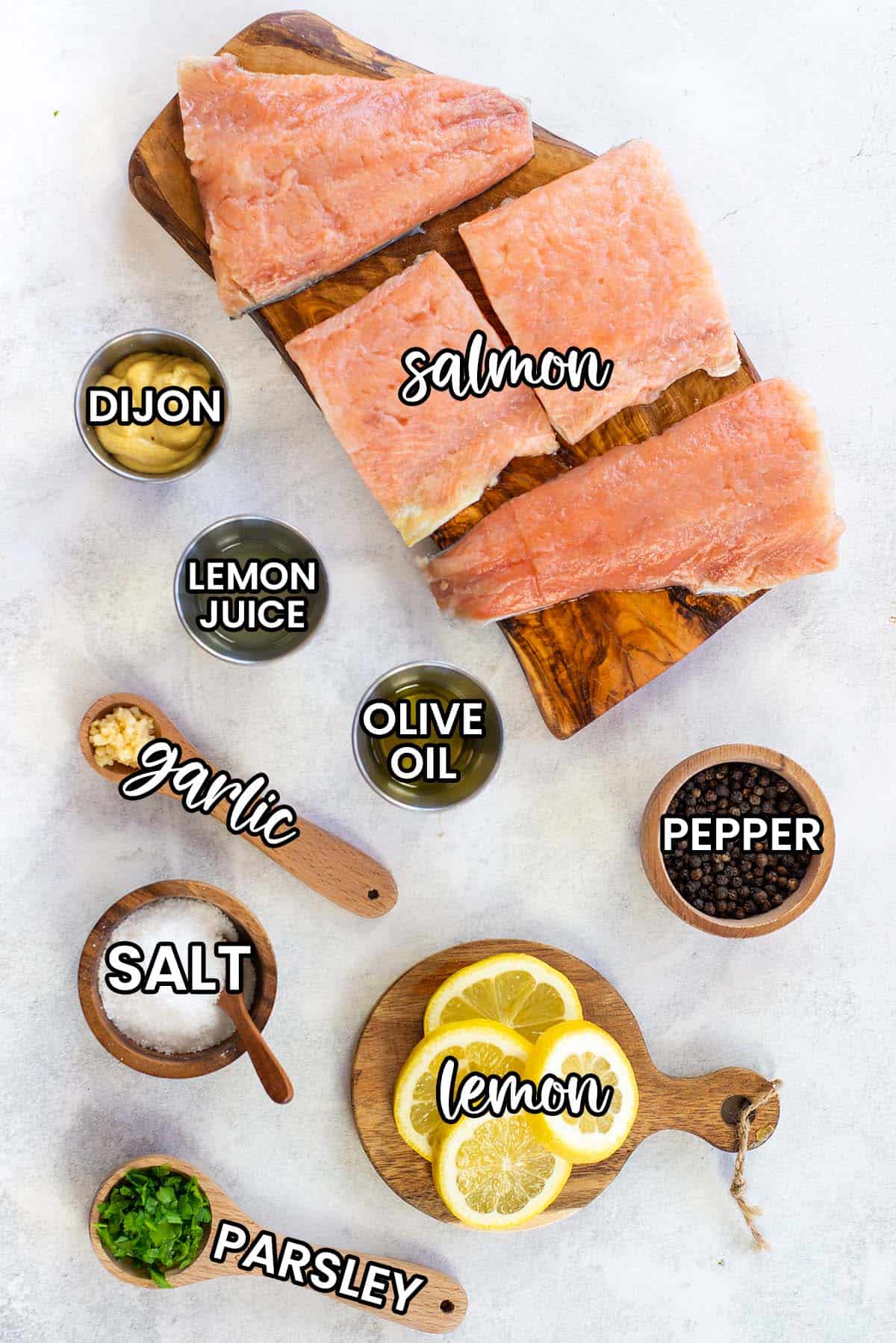 ingredients for baked salmon with dijon.