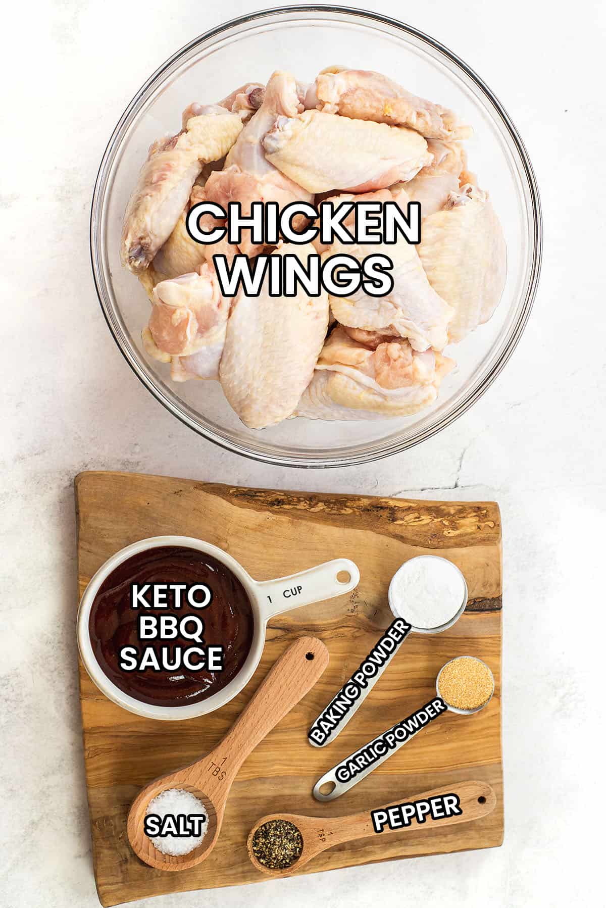 Ingredients for keto bbq wings.