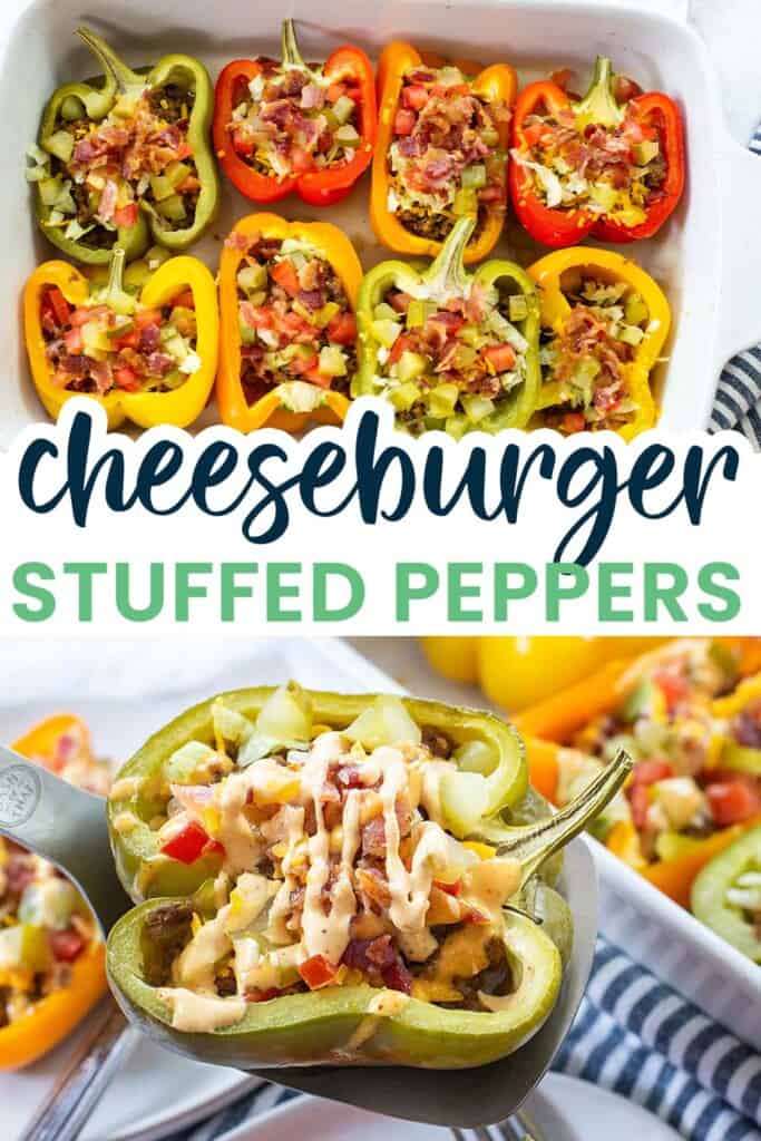 collage of stuffed pepper images.