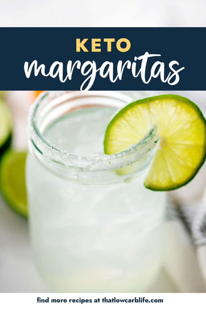 skinny margarita in glass with text for PInterest.