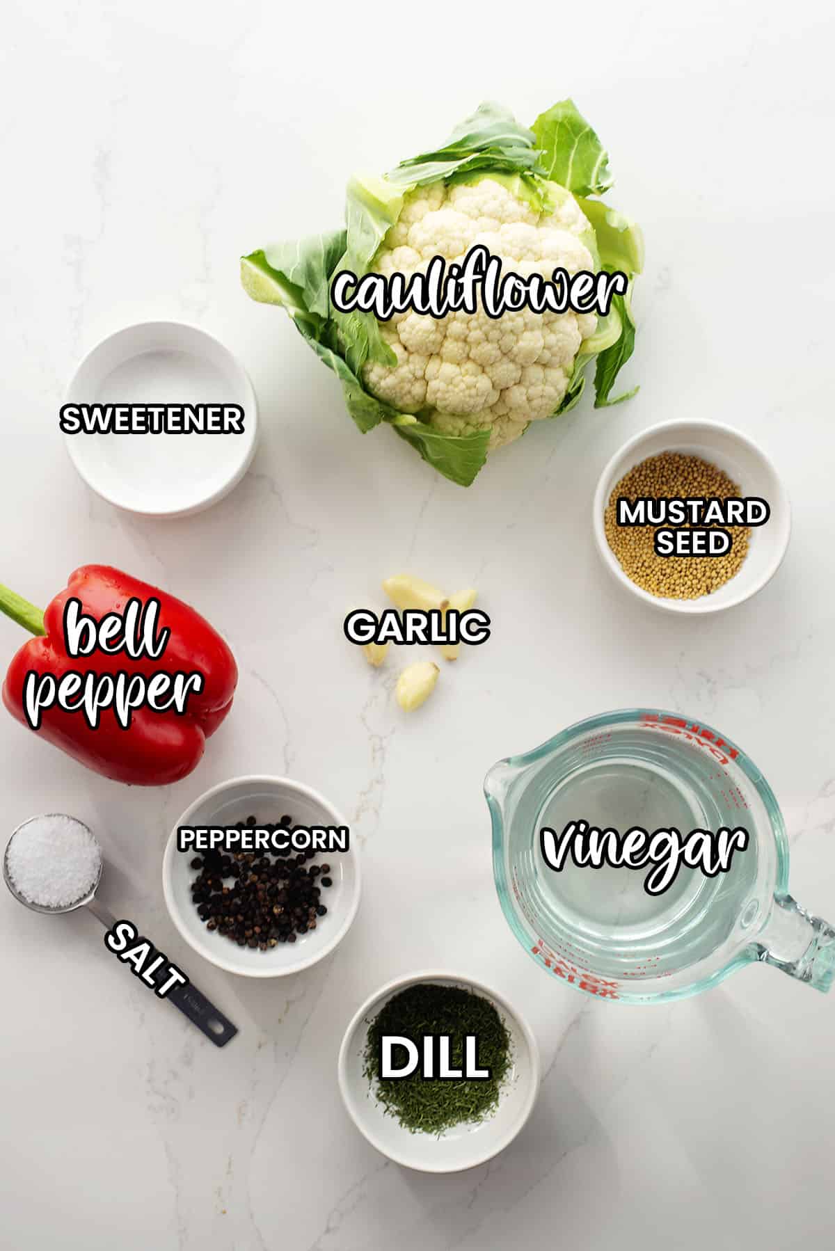 ingredients for cauliflower pickle recipe.
