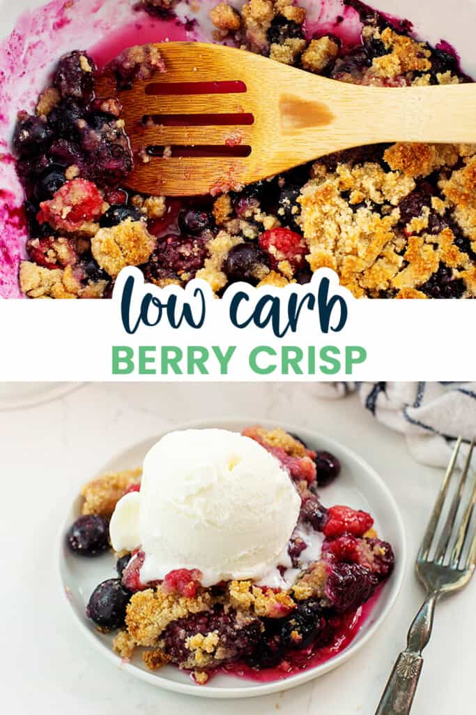 collage of berry crisp images.