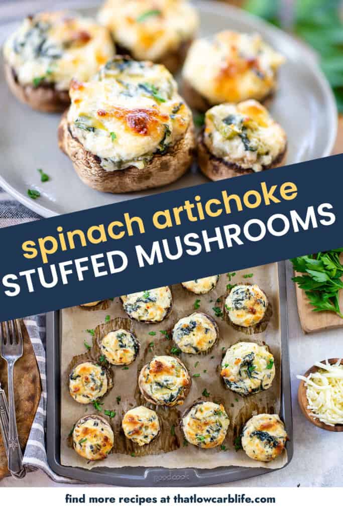 collage of stuffed mushrooms images.