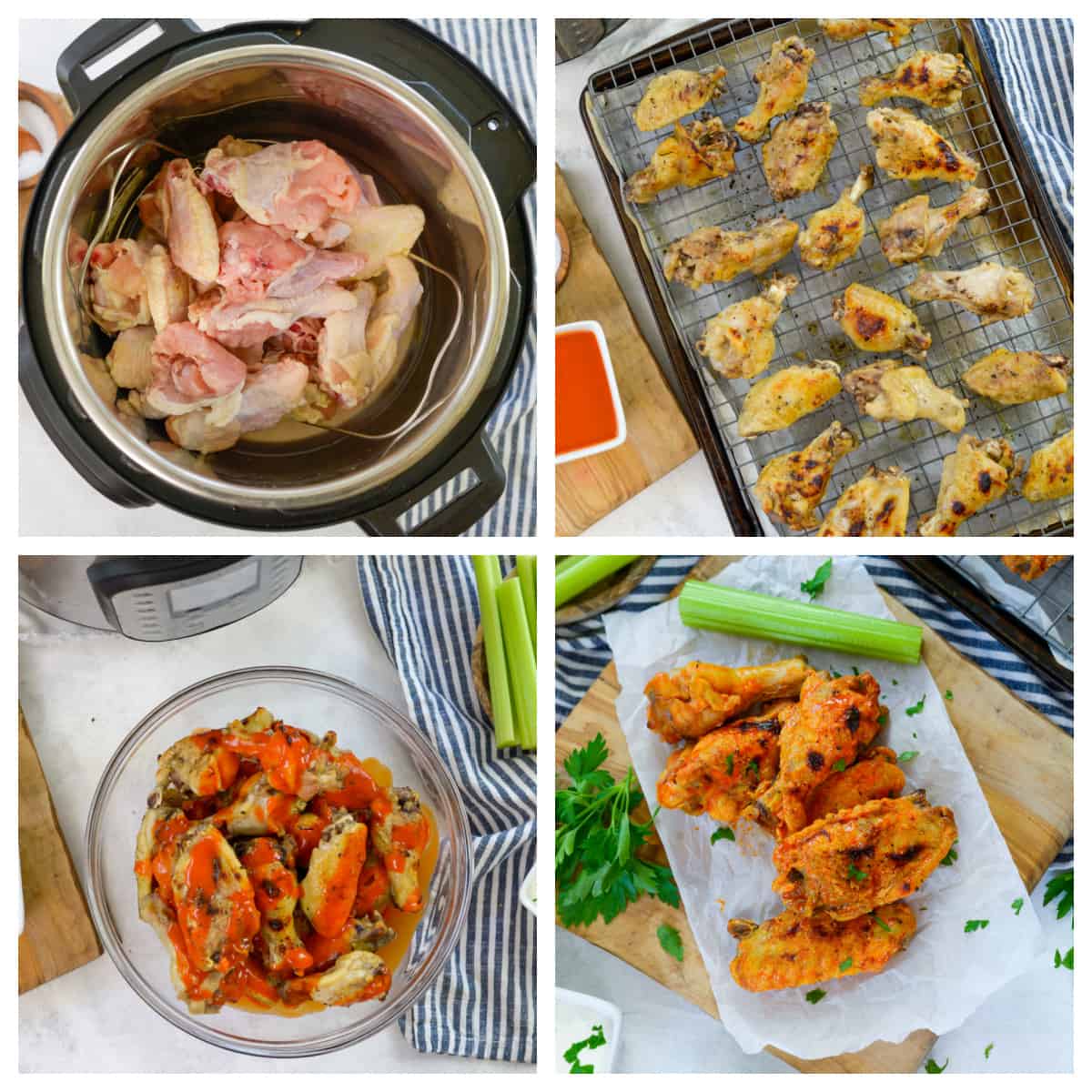 collage showing how to make Instant Pot wings.