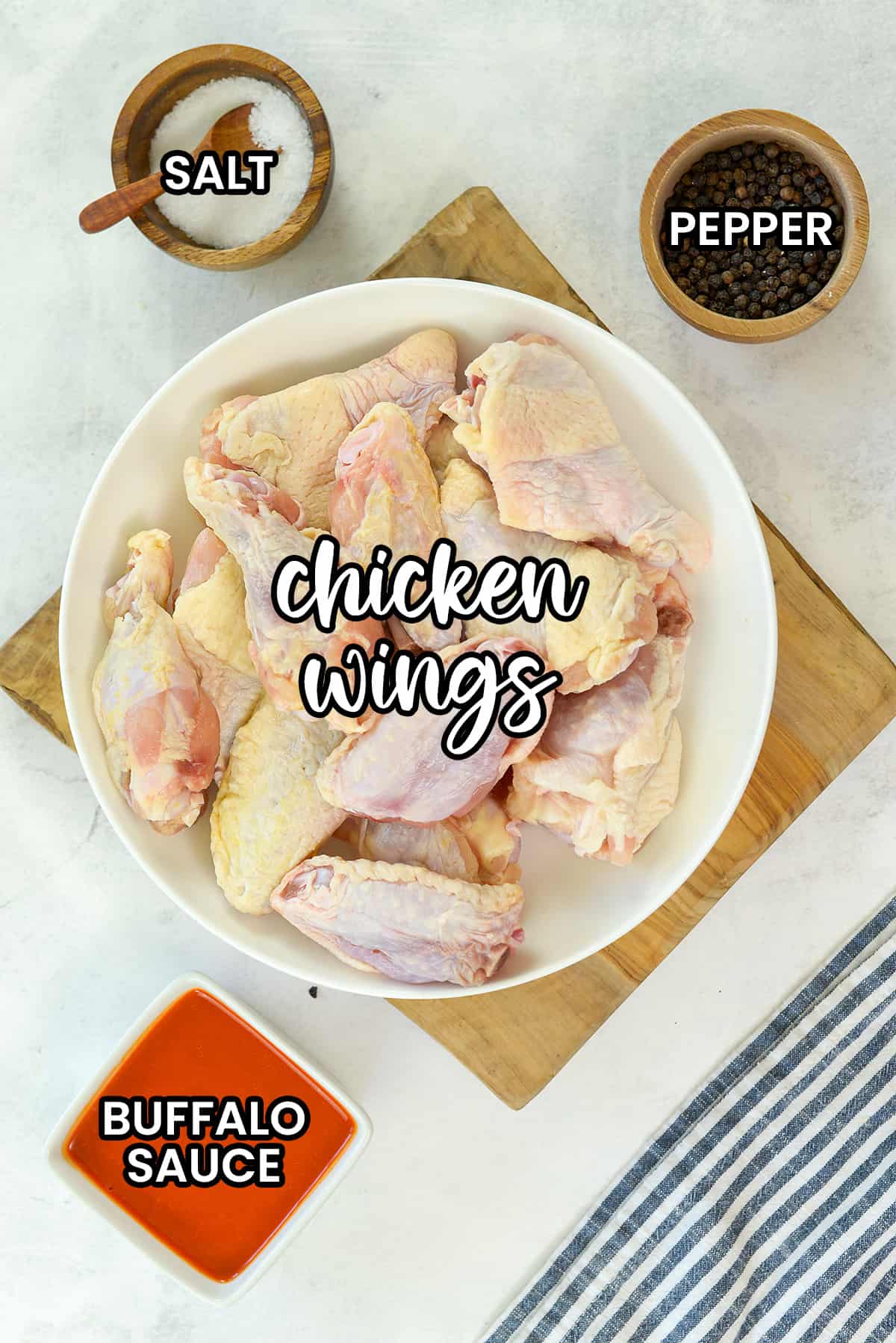 Ingredients to make Instant Pot Chicken Wings on counter.