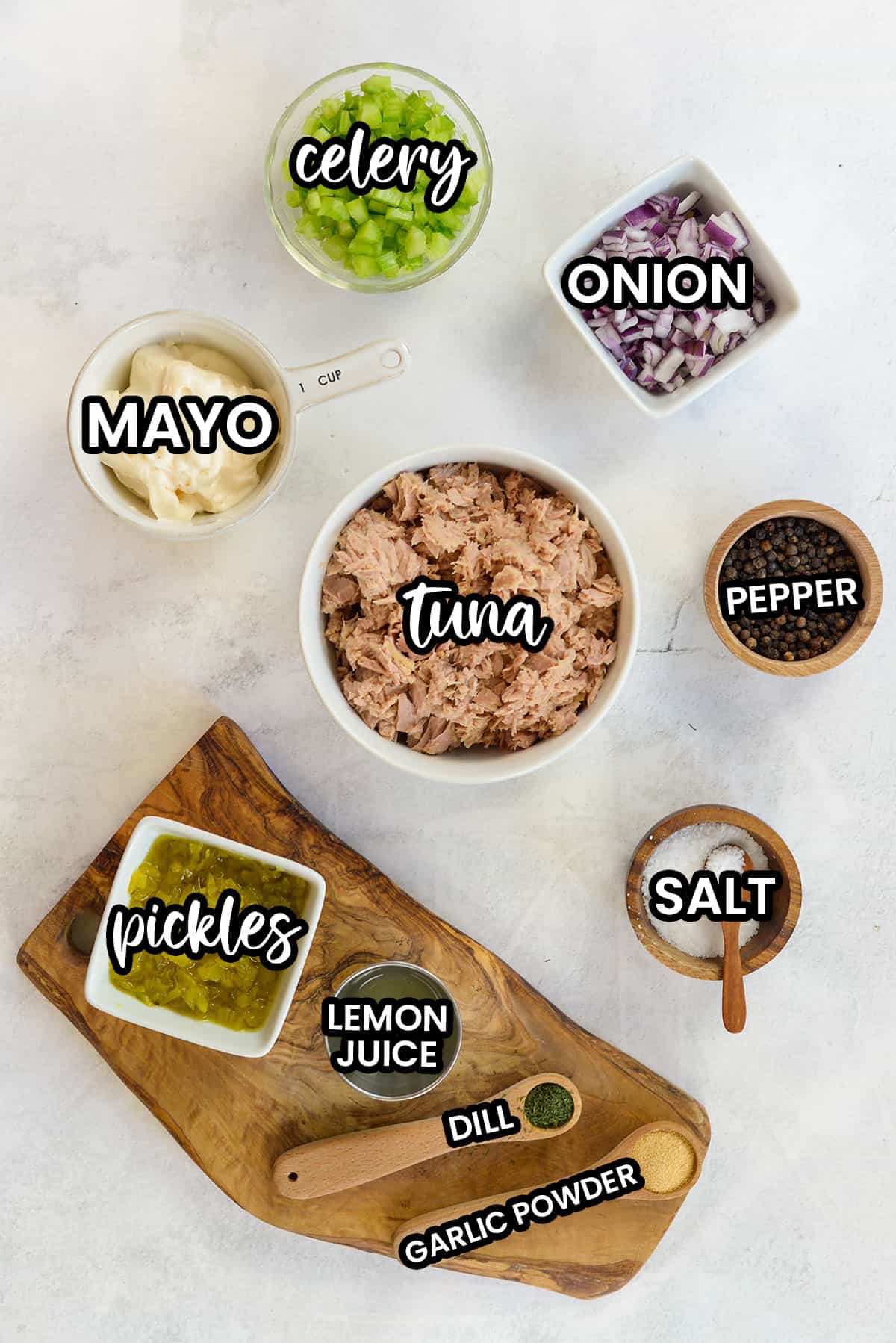 ingredients for keto tuna salad.